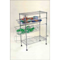 Multifuncional Chrome Ajustável Frutas e Vegetal Storage Trolley Rack (CJ-C1116)